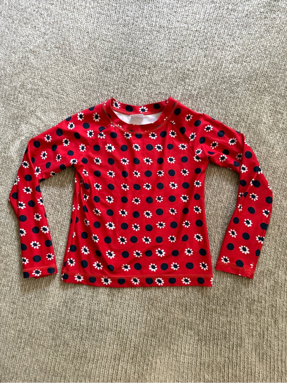 Hanna Andersson Red Floral Polka Dot Rash Guard Swim Top Size 8